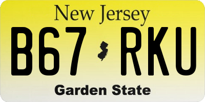 NJ license plate B67RKU