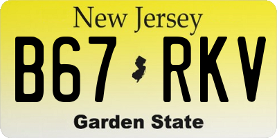 NJ license plate B67RKV