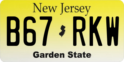 NJ license plate B67RKW