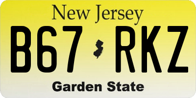 NJ license plate B67RKZ