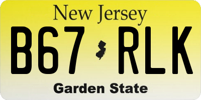NJ license plate B67RLK
