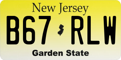 NJ license plate B67RLW