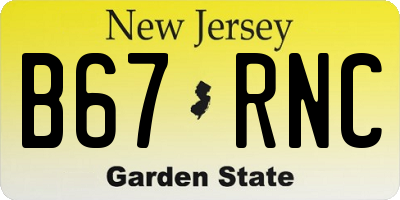 NJ license plate B67RNC