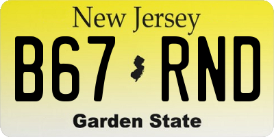 NJ license plate B67RND
