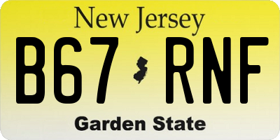NJ license plate B67RNF