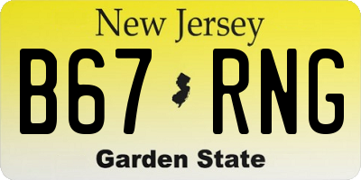 NJ license plate B67RNG