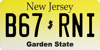 NJ license plate B67RNI