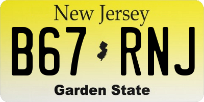 NJ license plate B67RNJ
