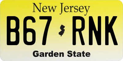 NJ license plate B67RNK