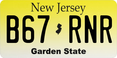 NJ license plate B67RNR