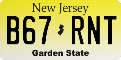 NJ license plate B67RNT