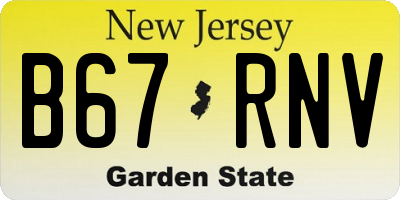 NJ license plate B67RNV