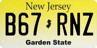 NJ license plate B67RNZ