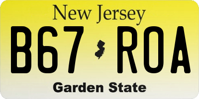 NJ license plate B67ROA