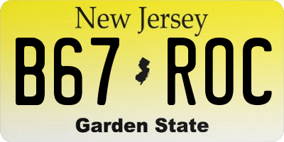 NJ license plate B67ROC