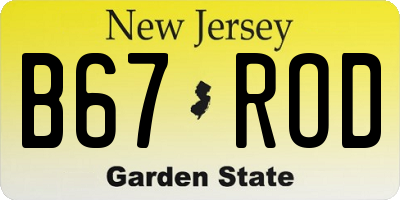 NJ license plate B67ROD