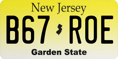 NJ license plate B67ROE