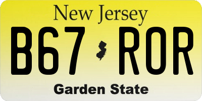 NJ license plate B67ROR
