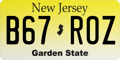 NJ license plate B67ROZ