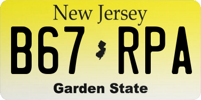 NJ license plate B67RPA
