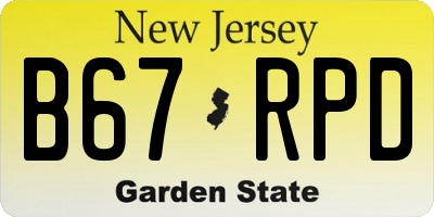 NJ license plate B67RPD