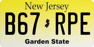 NJ license plate B67RPE