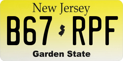 NJ license plate B67RPF