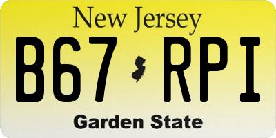NJ license plate B67RPI