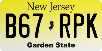 NJ license plate B67RPK