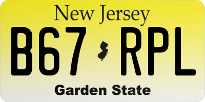NJ license plate B67RPL