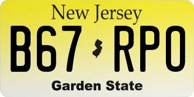 NJ license plate B67RPO