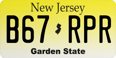 NJ license plate B67RPR