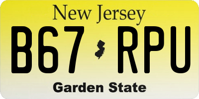 NJ license plate B67RPU