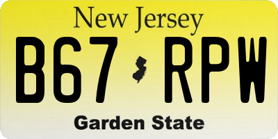 NJ license plate B67RPW