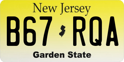 NJ license plate B67RQA