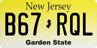NJ license plate B67RQL