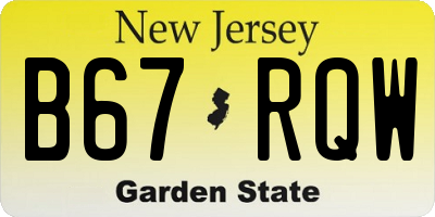 NJ license plate B67RQW