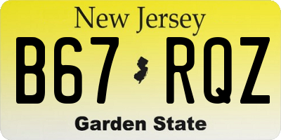 NJ license plate B67RQZ