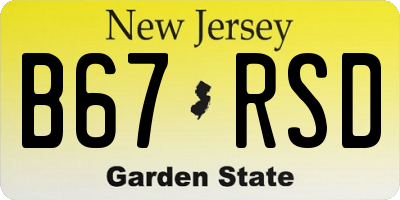 NJ license plate B67RSD
