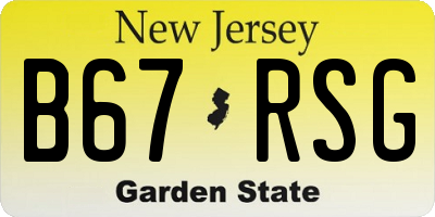 NJ license plate B67RSG