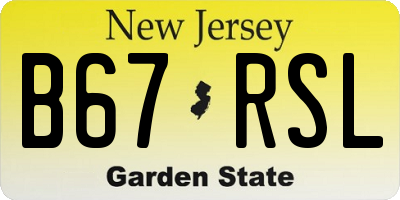 NJ license plate B67RSL