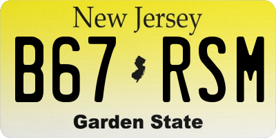 NJ license plate B67RSM