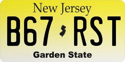 NJ license plate B67RST