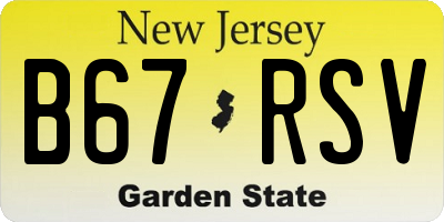 NJ license plate B67RSV