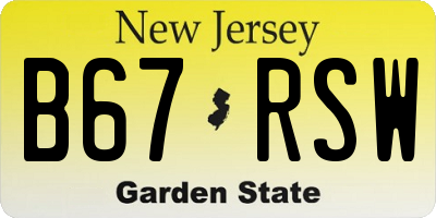 NJ license plate B67RSW