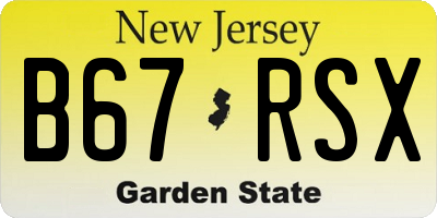 NJ license plate B67RSX