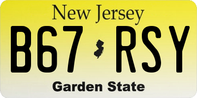NJ license plate B67RSY