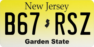 NJ license plate B67RSZ