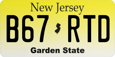 NJ license plate B67RTD