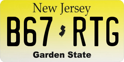NJ license plate B67RTG